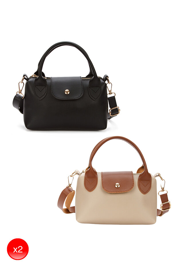 Women's Cross Strap Mini Hand and Shoulder Bag 2 Pieces