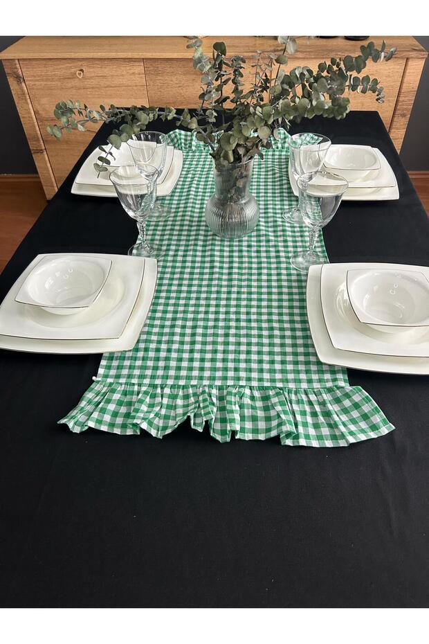 Ruffled Gingham Runner - 4