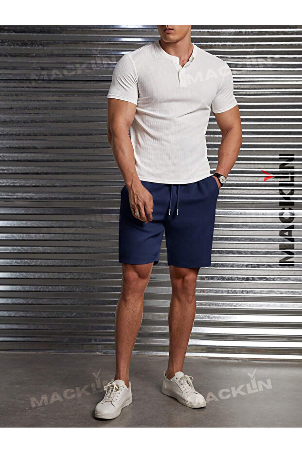 Unisex Ny Printed Combed Shorts - 2