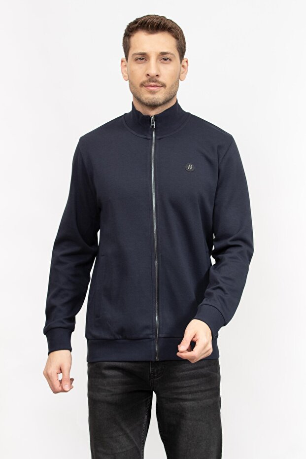 Erkek Fermuarlı Sweatshirt - 1