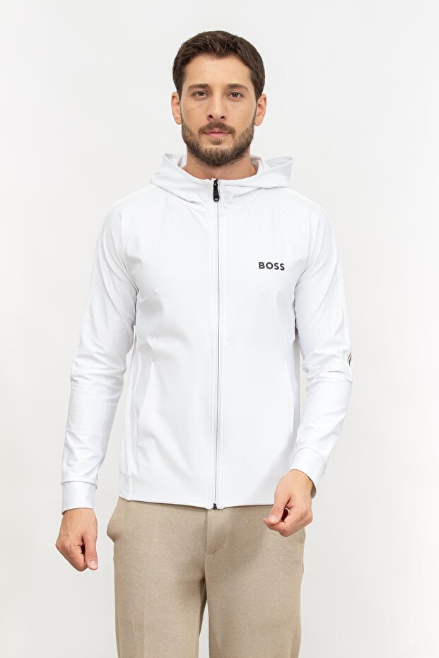 Erkek Kapüşonlu Sweatshirt Beyaz