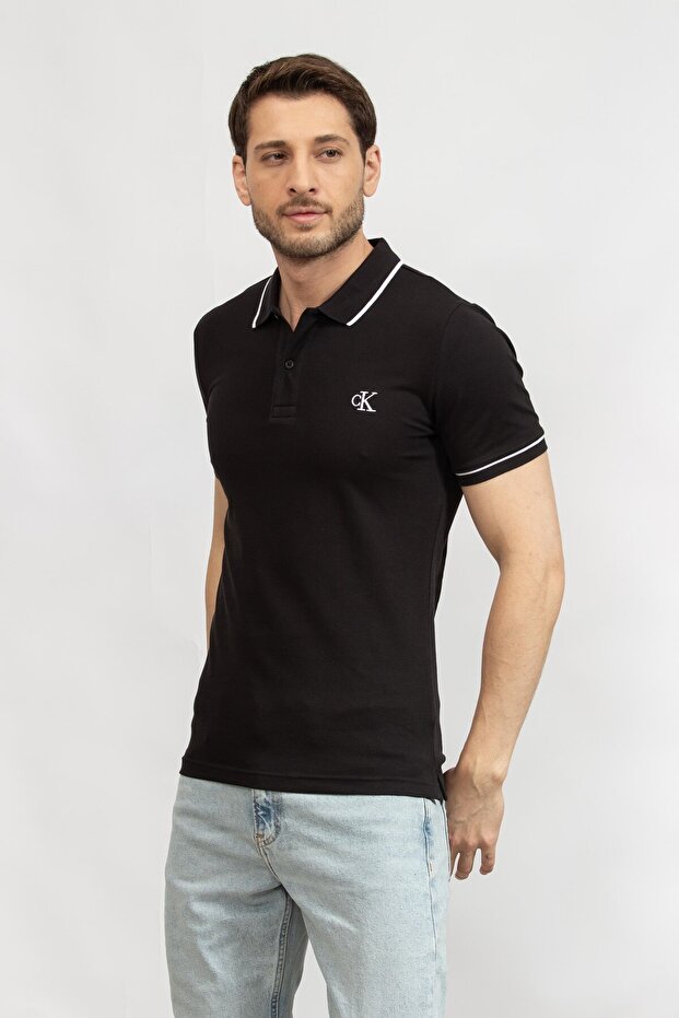 Erkek Siyah Kısa Kollu Polo Tişört - 3