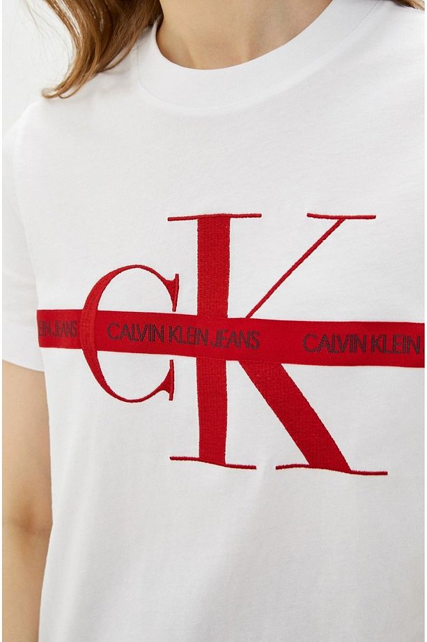 Monogram Logo Nakış Desenli Regular Fıt Tee - 3