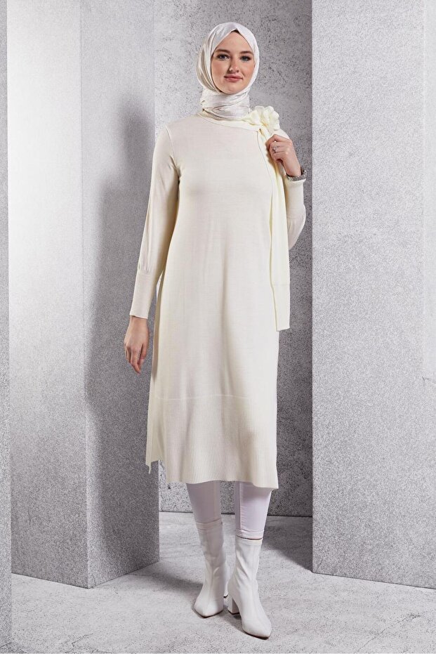 BROŞ DETAYLI TRİKO TUNİK 44913 - 3