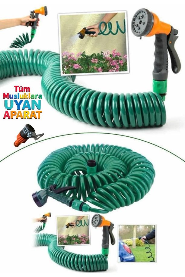 15 Metre Spiral Lüx Basınçlı Hortum Bahçe Araba Yıkama Hortumu - 1