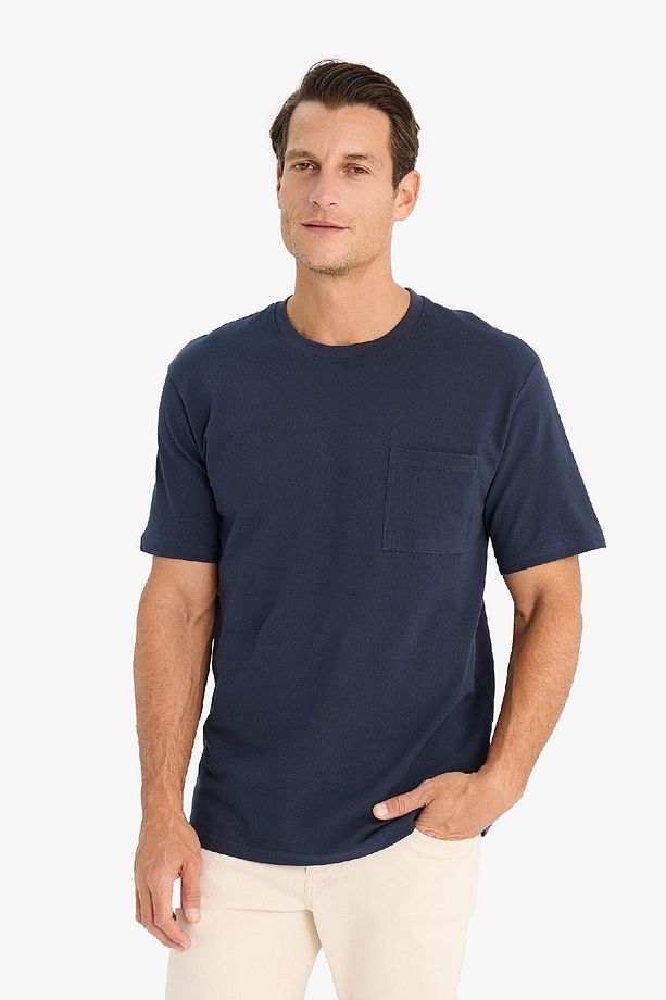 New Regular Fit Bisiklet Yaka Kısa Kollu Pamuklu Basic Düz Pike Tişört D7931ax25sp - 4