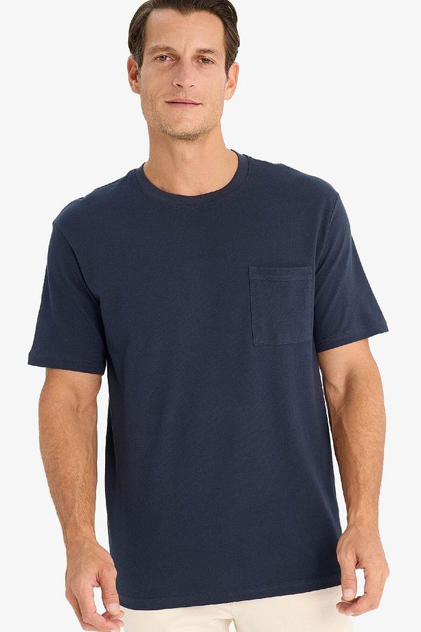 New Regular Fit Bisiklet Yaka Kısa Kollu Pamuklu Basic Düz Pike Tişört D7931ax25sp - 3