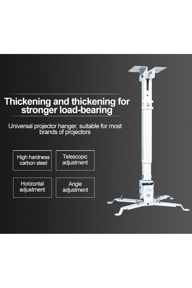 حامل سقف عالمي لجهاز العرض، حامل جداري قابل للتعديل لجهاز العرض للاستخدام المنزلي والمكتب - 2