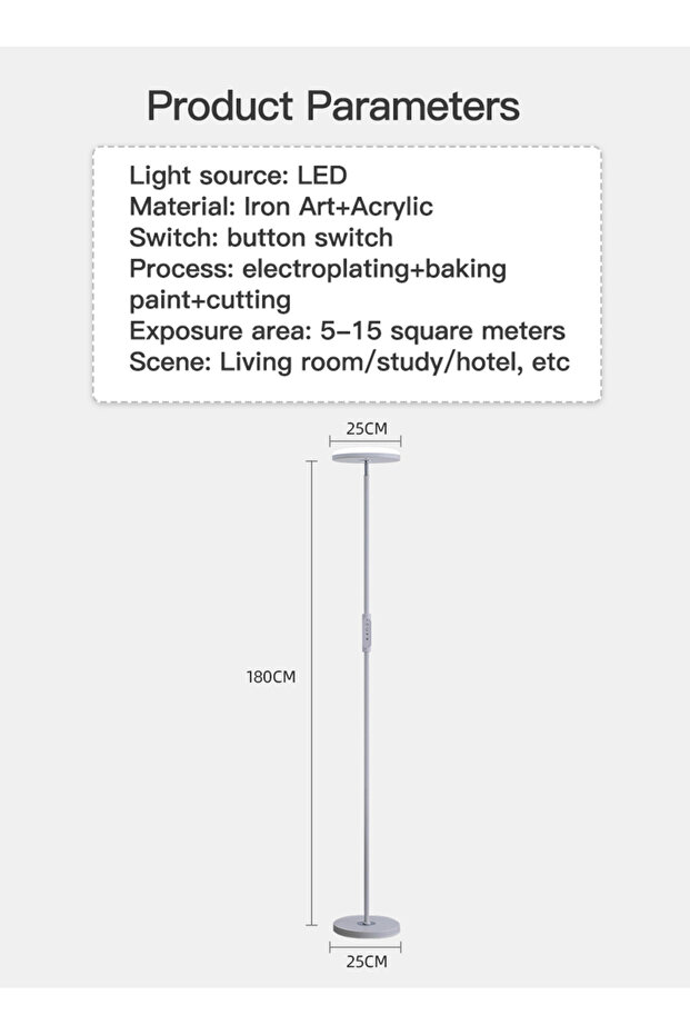 مصباح أرضي حديث عمودي LED بثلاثة ألوان متغيرة الإضاءة بقوة 18 وات - 6