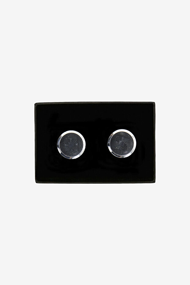 Erkek Gri-Siyah %100 Metal Kol Düğmesi - 1