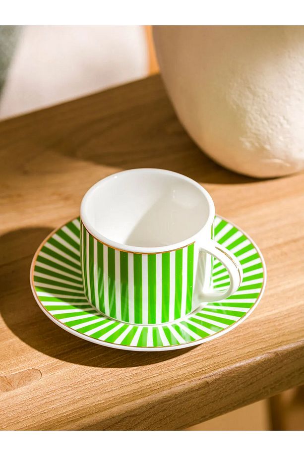 LCW HOME Karışık Çizgi Desenli 2 Kişlik Porselen Kahve Fincan Takımı 90 Ml - 3
