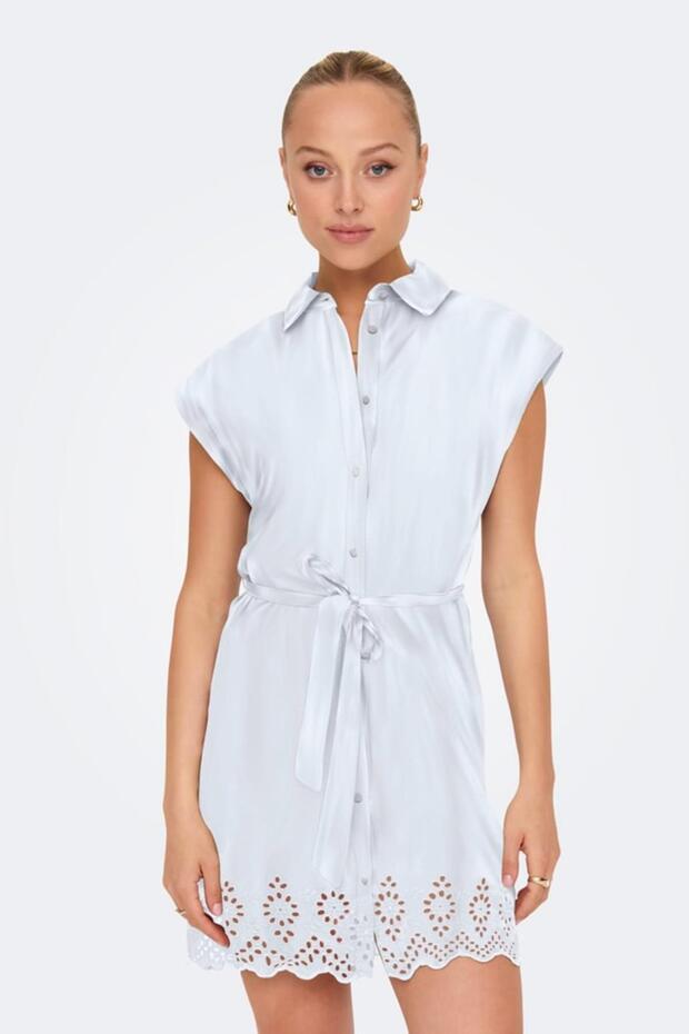 Onllou Life Emb S/S Shirt Dress Ptm White