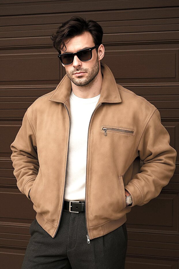 سترة من جلد الغزال كبيرة الحجم - 1