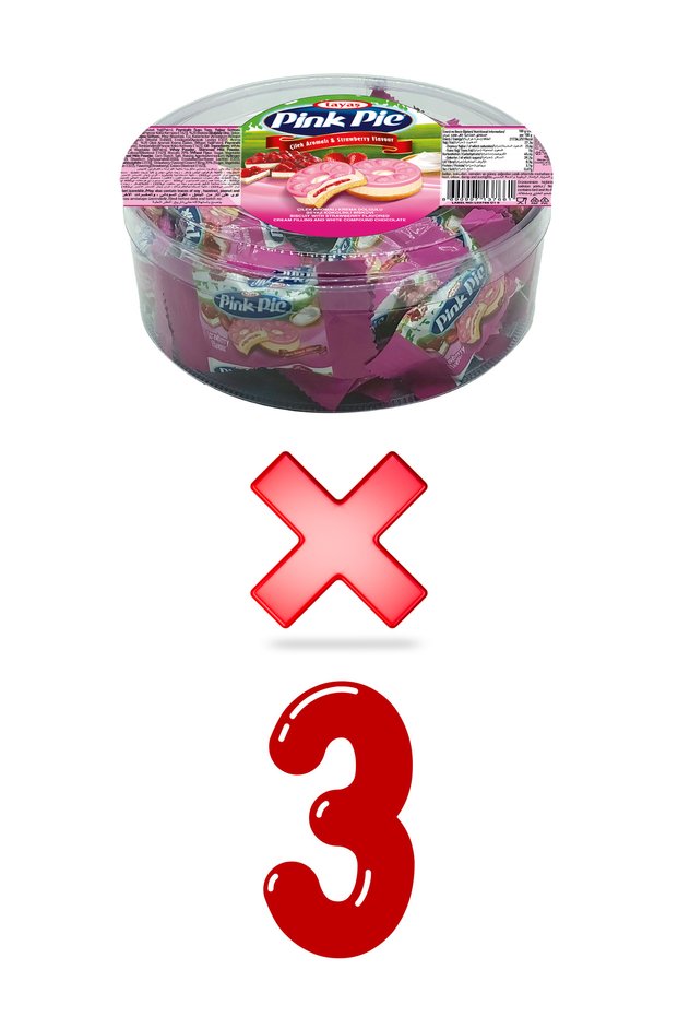 Pink Pie Strawberry Flavored Biscuit with Cream Filling 200 Gr X 3 Pieces