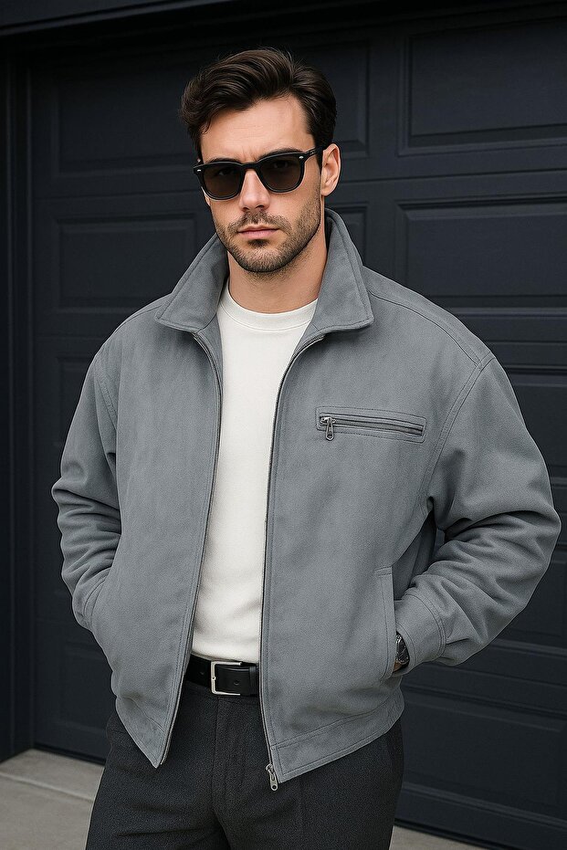 Oversize Süet Ceket - 1