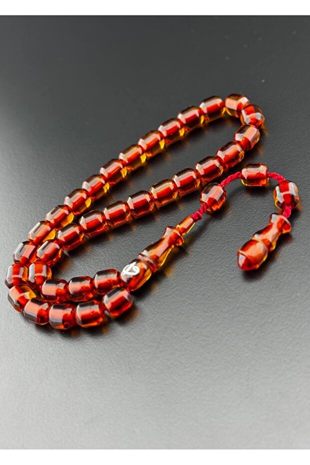 Elif-Vav İşlemeli Ateş kehribar Tesbih Hcz-Model HMGF - 2