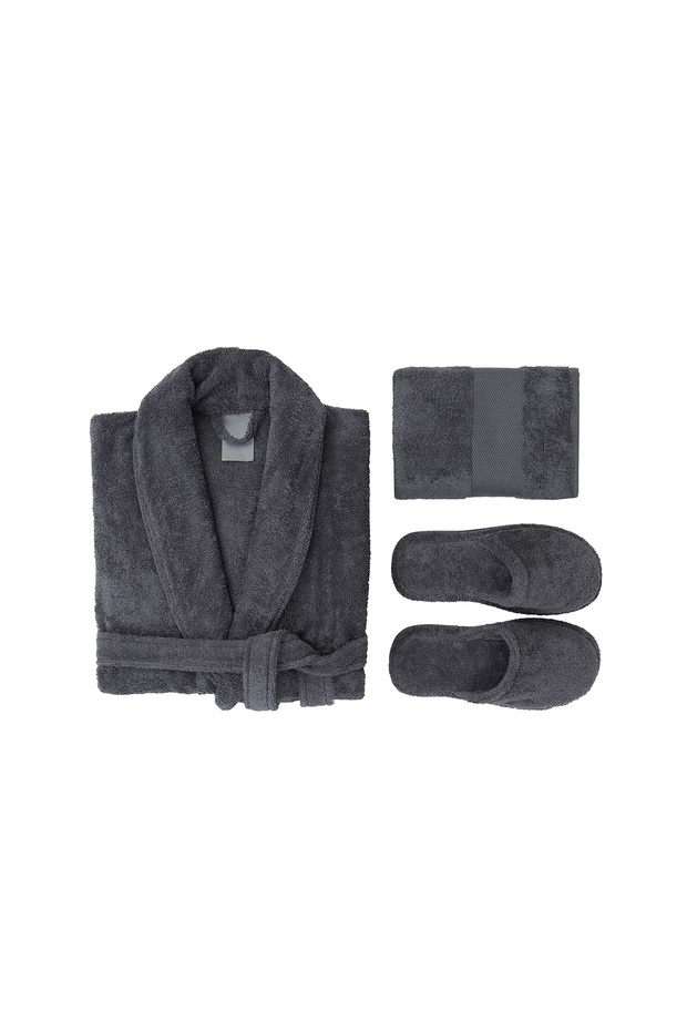 Essentials 3'lü Banyo Seti | Terlik (39-41) - Antrasit - 3