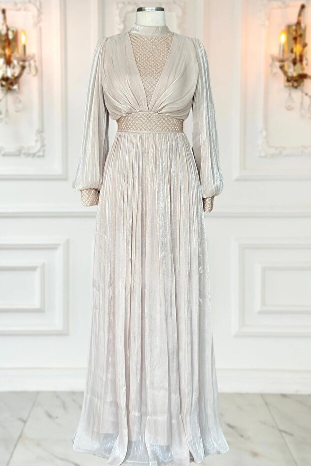 Efser Abiye Elbise Bej - 1