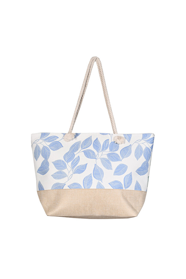 Stylish beach bag with a linen lining and a hemp rope handle, large capacity, water resistant - 2