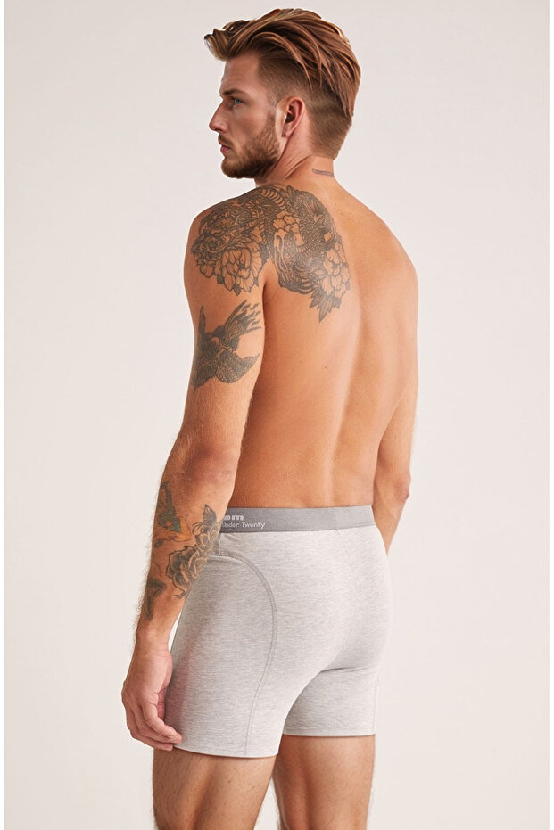 بوكسر رجالي طويل بزر مزدوج مكون من قطعتين - 2