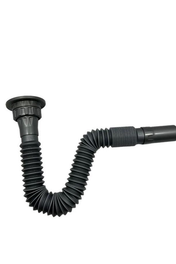 Krom Süzgeçli Körüklü Lavabo Ve Mutfak Sifonu Lavabo Gider Borusu 70 Cm 1.kalite Gri - 2