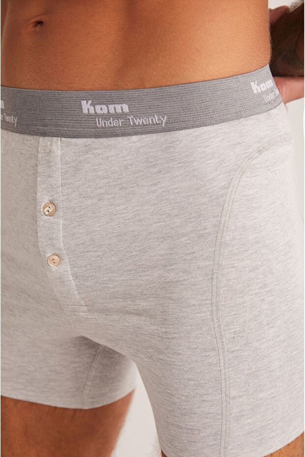 بوكسر رجالي طويل بزر مزدوج مكون من قطعتين - 3