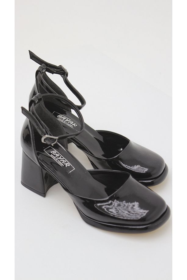SİYAH RUGAN ARKASI KAPALI PLATFORM AYAKKABI 7CM - 6