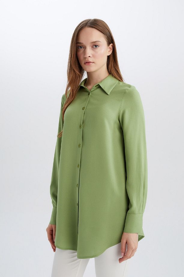 Regular Fit Basic Düz Uzun Kollu Tesettür Gömlek Tunik Z3538az25sp - 3