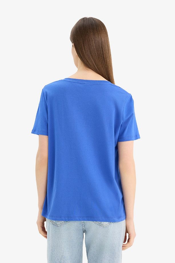 Regular Fit V Yaka Basic Düz Penye Kısa Kollu Tişört W9578az25sp - 7
