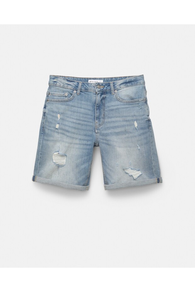 Distressed denim bermuda - 7