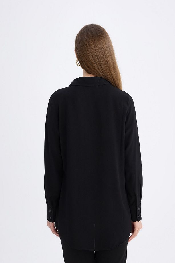 Regular Fit Basic Düz Uzun Kollu Tesettür Gömlek Tunik Z3538az25sp - 7