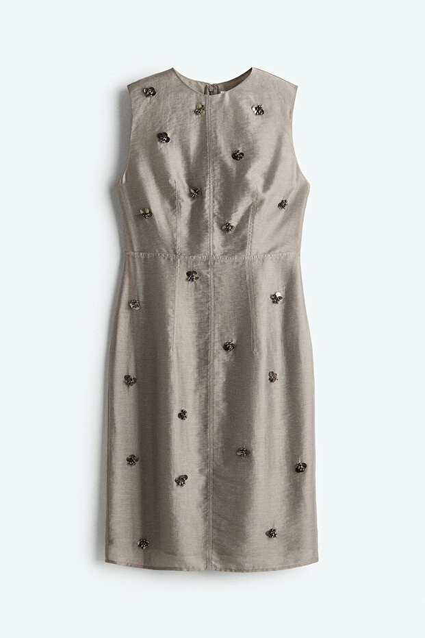 İşlemeli Kalem Elbise - 2