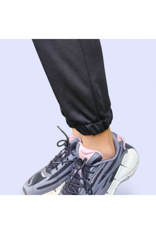 Standart Fit Jogger Eşofman Altı Bel Paça Lastikli Basic Düz Uzun Boy(SİYAH) - 6