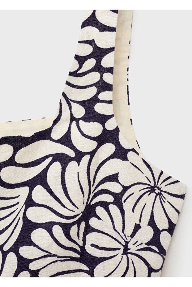 Figurbetonte Leinenbluse mit Blumenmuster - 5