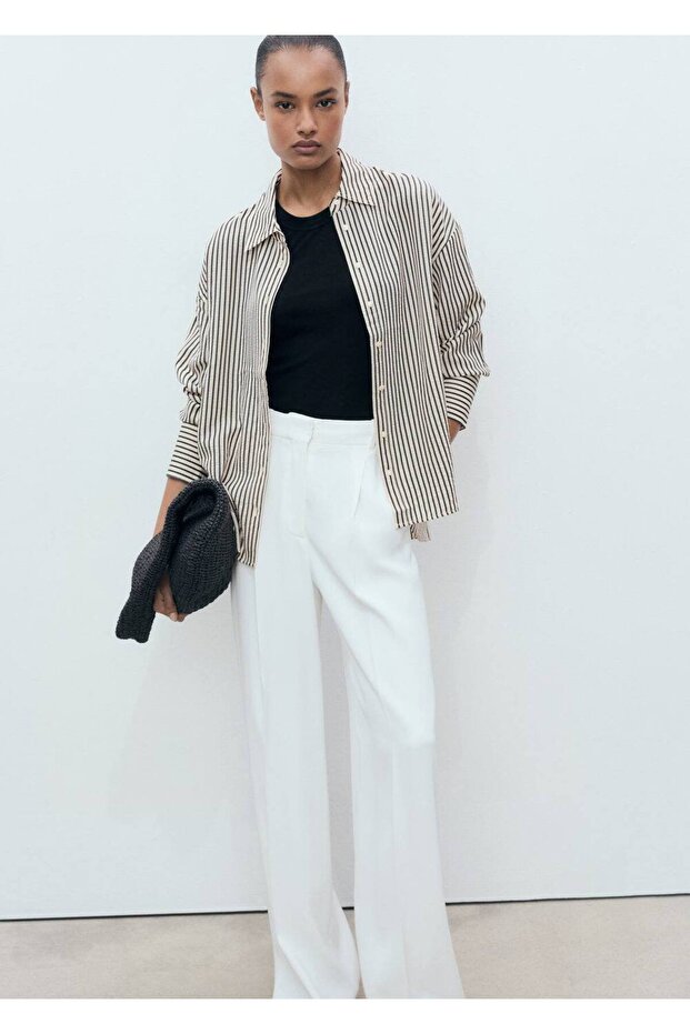 Çizgili dokuma gömlek - 6