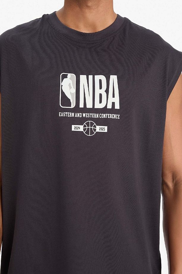 DeFactoFit NBA Wordmark Oversize Geniş Kalıp Bisiklet Yaka Atlet E2750AX25SM - 5