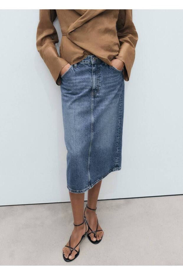 Midi denim etek - 1