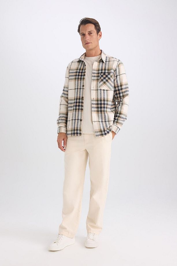 Regular Fit Polo Yaka Kareli Flanel Uzun Kollu Gömlek E2763ax24wn - 5
