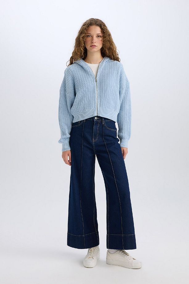 Regular Fit Kapüşonlu Fermuarlı Triko Hırka E2269AXNS - 2