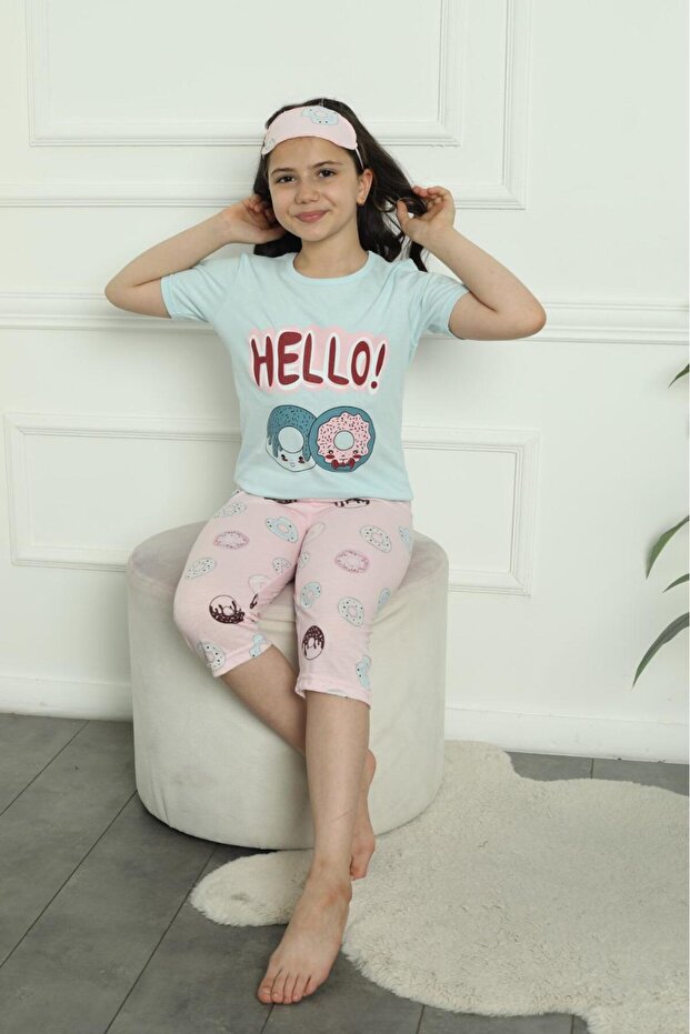 Girl's Capri Pajama Set with Sleep Band