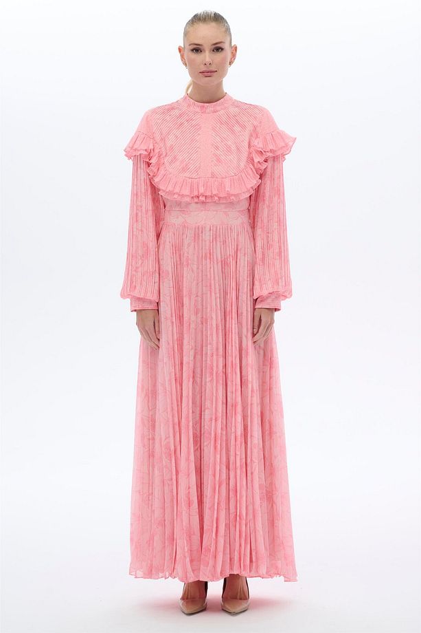 DESENLİ PLATA ELBİSE Pembe - 1