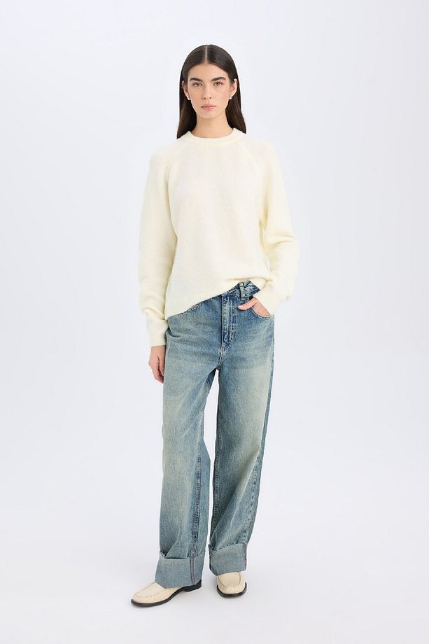 Regular Fit Bisiklet Yaka Basic Düz Triko Kazak D0035ax24wn - 2