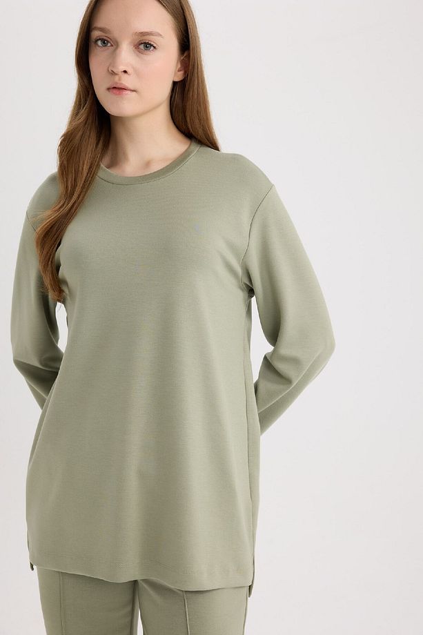 Regular Fit Bisiklet Yaka Basic Düz Tesettür Sweatshirt Tunik D4598ax25sp - 4