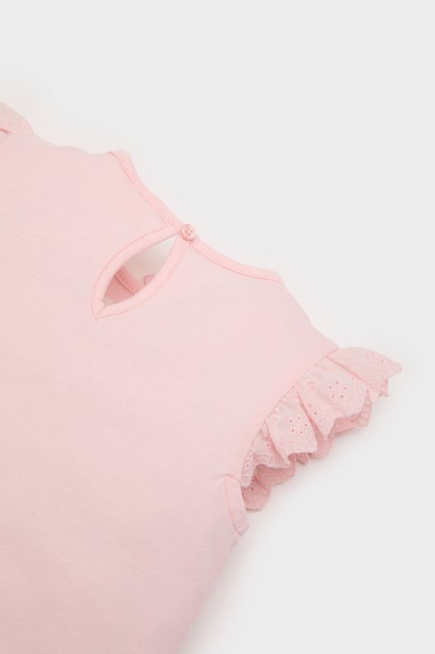 Kız Bebek Pijama Takımı Kısa Kollu Penye Üst Beli Lastikli Şort E4615A525SM - 4