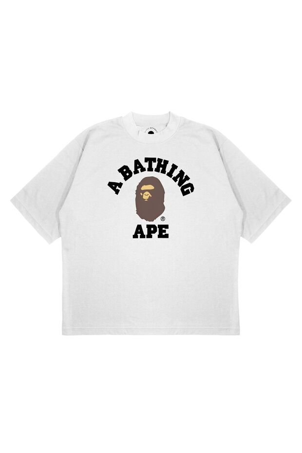 Unisex Oversize a Bathing Ape Printed Boxy Fit Thick Fabric T-Shirt