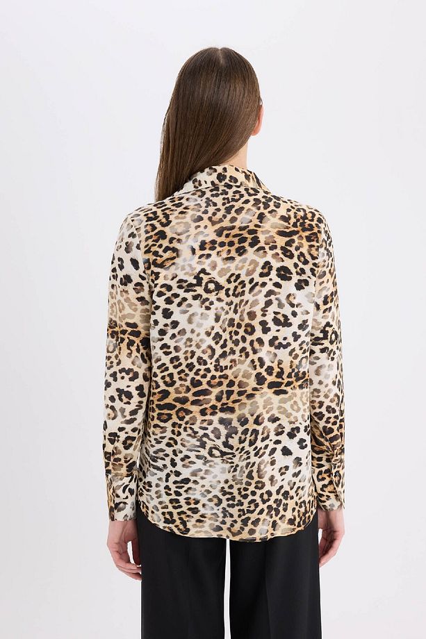 Regular Fit Leopar Desenli Uzun Kollu Gömlek I8266AZ25SP - 6