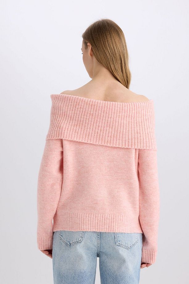 Regular Fit Açık Omuz Triko Kazak E4549AX24WN - 6