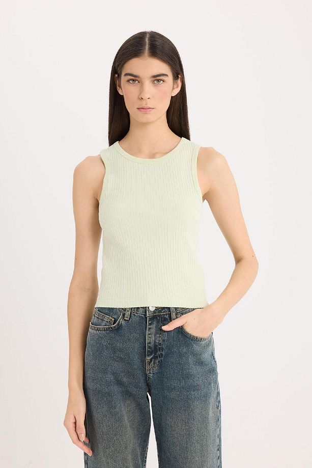 Slim Fit Dar Kesim Halter Yaka Basic Düz Fitilli Kaşkorsel Atlet A8859ax25sp - 4
