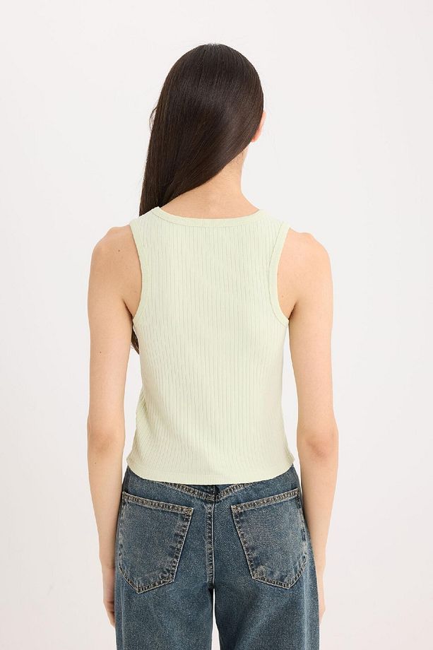 Slim Fit Dar Kesim Halter Yaka Basic Düz Fitilli Kaşkorsel Atlet A8859ax25sp - 6