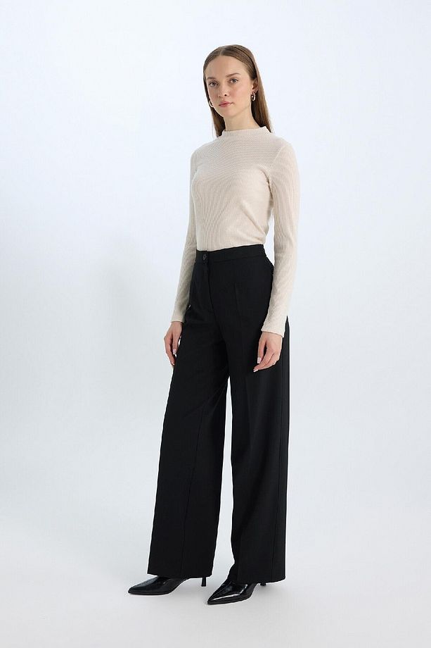 Afra X Wide Leg Kumaş Pantolon Yüksek Bel Standart Boy Basic Düz C6402ax25sp - 3